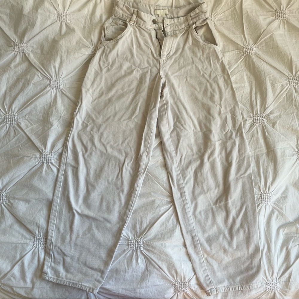 Tapered Cream High Waisted Pants